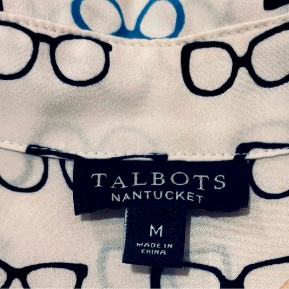 Women’s Talbots Shirt Size Medium White with glasses design - Picture 5 of 6